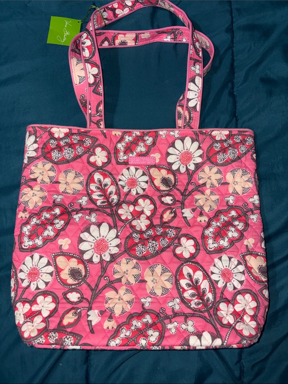 Vera Bradley Pink Floral Quilted Tote - Approx. 15” x 13” x 5”